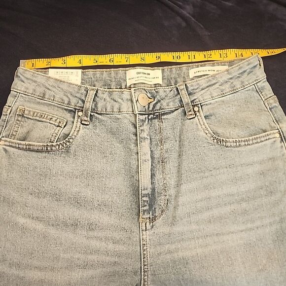 Cotton On blue Stretch Mom Ripped cuffed bottom jeans size 10 NWT - Picture 10 of 12
